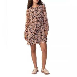 Sanctuary Floral Long Sleeve Babydoll Dress Women's Small Bronze Multi Color S